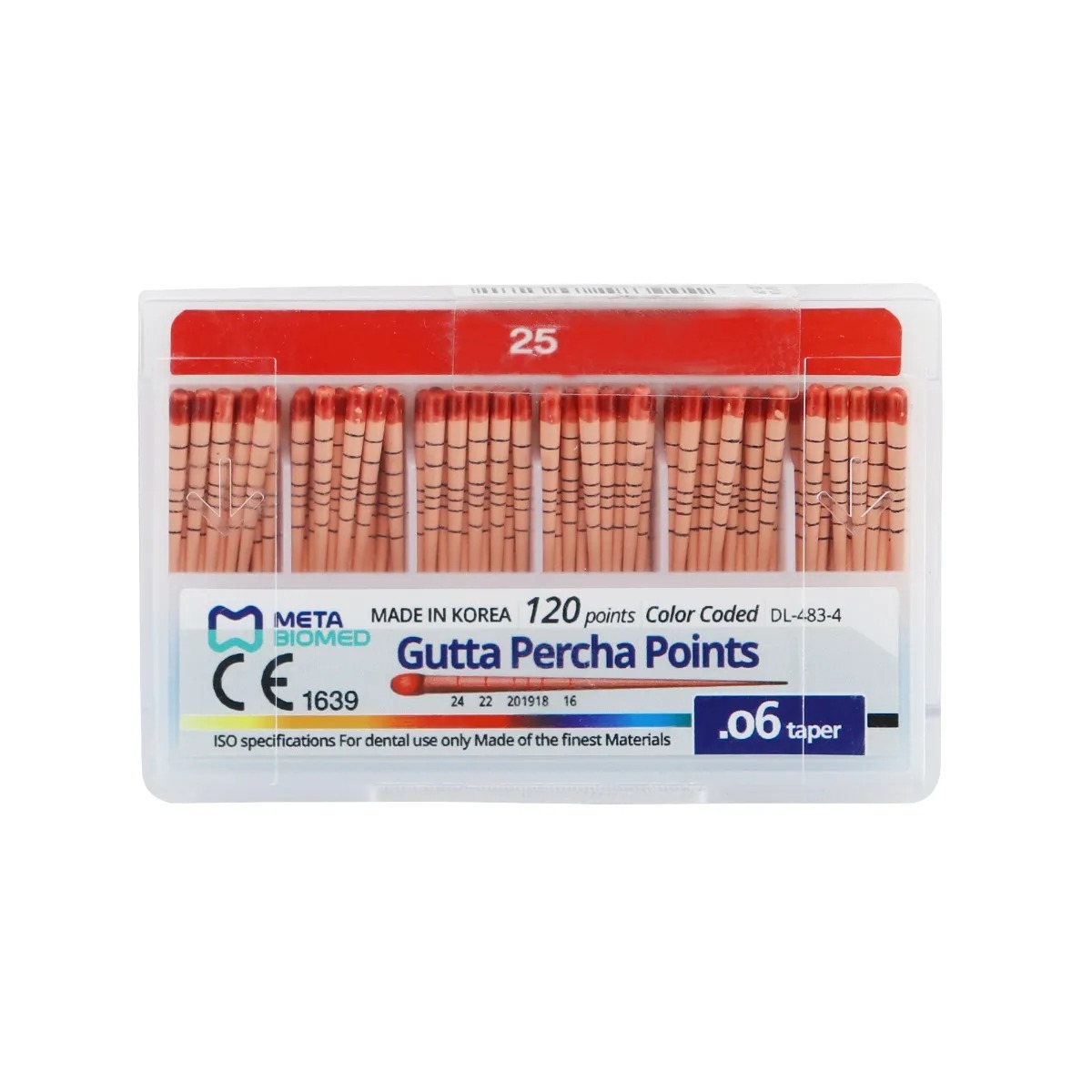 Conos Gutta Percha 25 rojo .06 META BIOMED