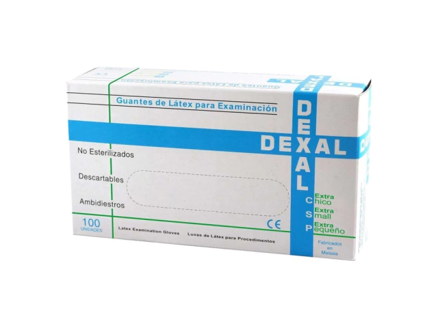 Guantes Dexal latex talle XS x100u